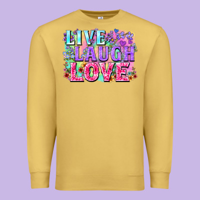 Live Laugh Love Hippie Valentine's Day Premium Sweatshirt Designed By Fadigitalartstudio