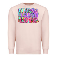 Pale Pink Live laugh love hippie Valentine's Day Premium Sweatshirt - FaDigitalArtStudio