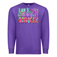 Purple Live laugh love hippie Valentine's Day Premium Sweatshirt - FaDigitalArtStudio