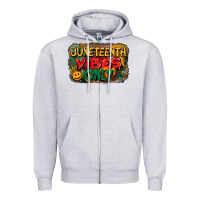 Heather Grey juneteenth vibes only Zipper Hoodie - CowGirlArtShop