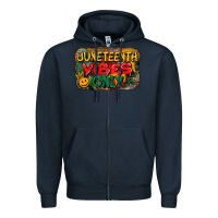Navy juneteenth vibes only Zipper Hoodie - CowGirlArtShop