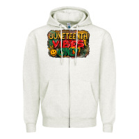 Oatmeal Heather juneteenth vibes only Zipper Hoodie - CowGirlArtShop