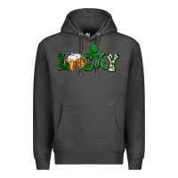 Charcoal Heather Lucky with beer St. Patricks day Premium Hoodie - HowdyJamesFarm