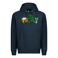 Navy Lucky with beer St. Patricks day Premium Hoodie - HowdyJamesFarm