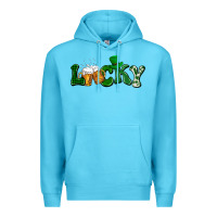 Ocean Blue Lucky with beer St. Patricks day Premium Hoodie - HowdyJamesFarm