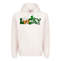 Pale Pink Lucky with beer St. Patricks day Premium Hoodie - HowdyJamesFarm