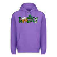 Purple Lucky with beer St. Patricks day Premium Hoodie - HowdyJamesFarm