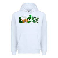 White Lucky with beer St. Patricks day Premium Hoodie - HowdyJamesFarm