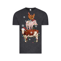 Vintage Black Merry Christmas Farm Animals Vintage Tee - MaliasSmallBusiness