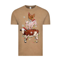 Vintage Coffee Merry Christmas Farm Animals Vintage Tee - MaliasSmallBusiness