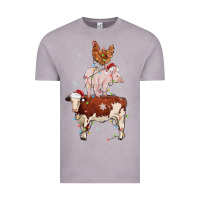Vintage Zinc Merry Christmas Farm Animals Vintage Tee - MaliasSmallBusiness