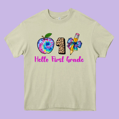 Hello First Grade Tie Dye 3200x2400 Heavy Core Tee Designed By Adodesignshop