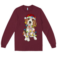 Burgundy christmas beagle Long Sleeve Tee - RanaPortraitStore