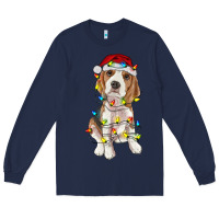 Navy christmas beagle Long Sleeve Tee - RanaPortraitStore