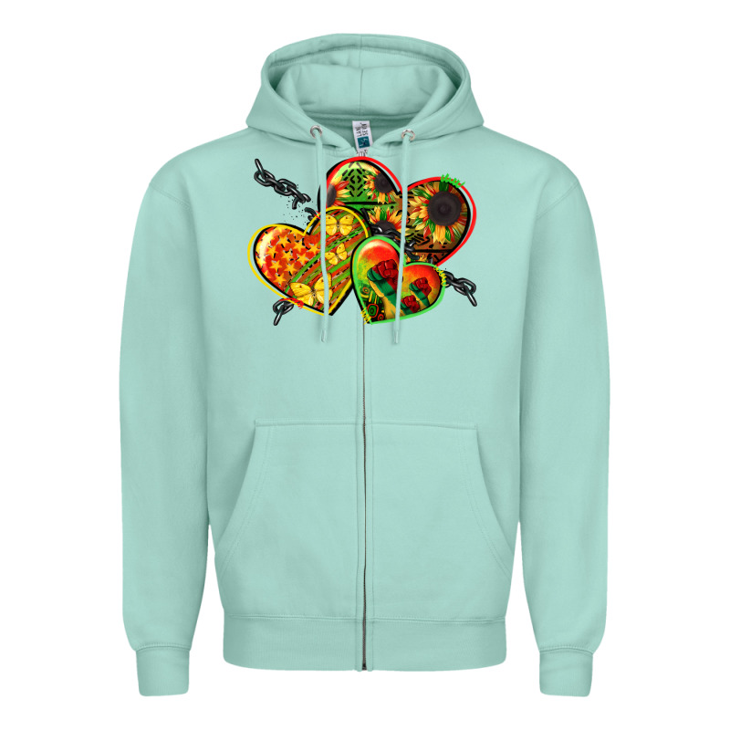 Juneteenth Hearts Zipper Hoodie by CowGirlArtShop | Teevron