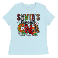 Baby Blue santa’s favorite cna Ladies Tee - Jasminsmagicworld