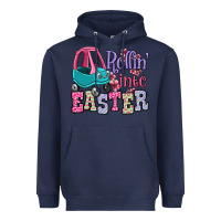 Navy Easter Day Rollin into Easter toddler car Heavyweight Hoodie - OliviaCreatesArt