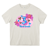 Cream back to school flowers third grade 3200x2400 Heavy Core Tee - AdoDesignShop