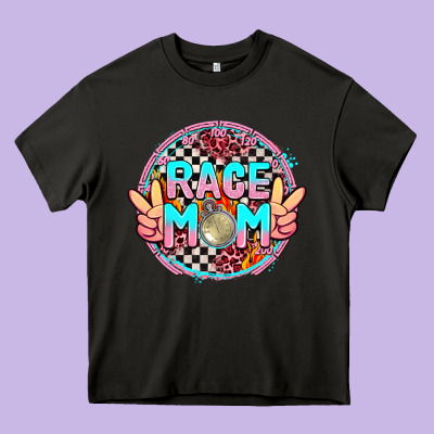 Race Mom With Leopard And Peace Hand Heavy Core Tee Designed By Adodesignshop