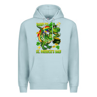 Blue Mist Happy St. Patrick's Day T-rex Premium Hoodie - CowGirlArtShop