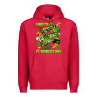 Cardinal Happy St. Patrick's Day T-rex Premium Hoodie - CowGirlArtShop