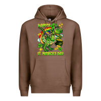 Chestnut Happy St. Patrick's Day T-rex Premium Hoodie - CowGirlArtShop