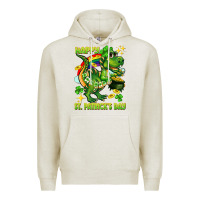 Oatmeal Heather Happy St. Patrick's Day T-rex Premium Hoodie - CowGirlArtShop