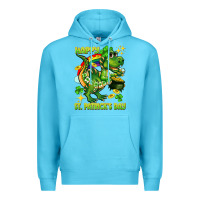 Ocean Blue Happy St. Patrick's Day T-rex Premium Hoodie - CowGirlArtShop