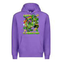 Purple Happy St. Patrick's Day T-rex Premium Hoodie - CowGirlArtShop