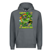 Rock Happy St. Patrick's Day T-rex Premium Hoodie - CowGirlArtShop