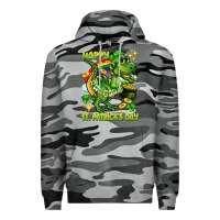 Slate Camo Happy St. Patrick's Day T-rex Premium Hoodie - CowGirlArtShop