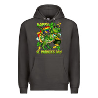 Smoke Happy St. Patrick's Day T-rex Premium Hoodie - CowGirlArtShop