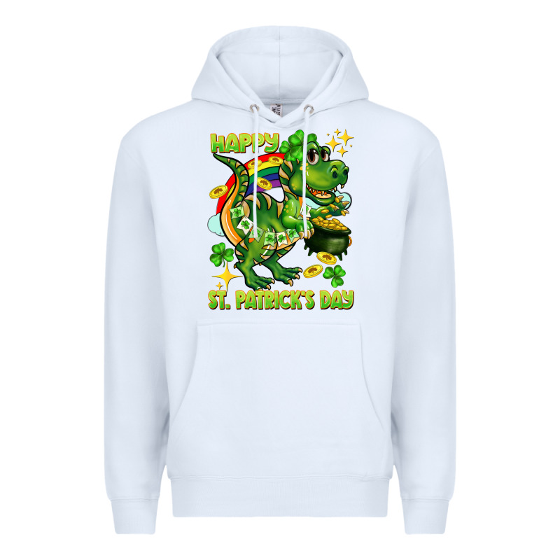 Happy St. Patrick's Day T-rex Premium Hoodie by CowGirlArtShop | Teevron