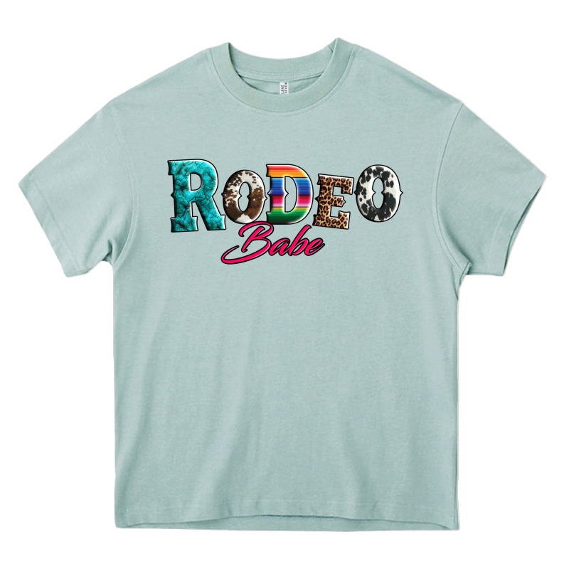 Rodeo Babe Turquoise Serape Cowhide Leopard Heavy Core Tee by Artiststas | Teevron