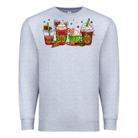 Heather Grey christmas coffee cups Premium Sweatshirt - OliviaCreatesArt