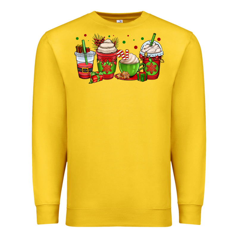 Christmas Coffee Cups Premium Sweatshirt by OliviaCreatesArt | Teevron