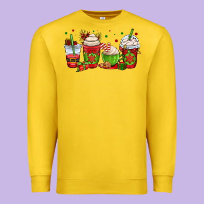 Christmas Coffee Cups Premium Sweatshirt Designed By Oliviacreatesart