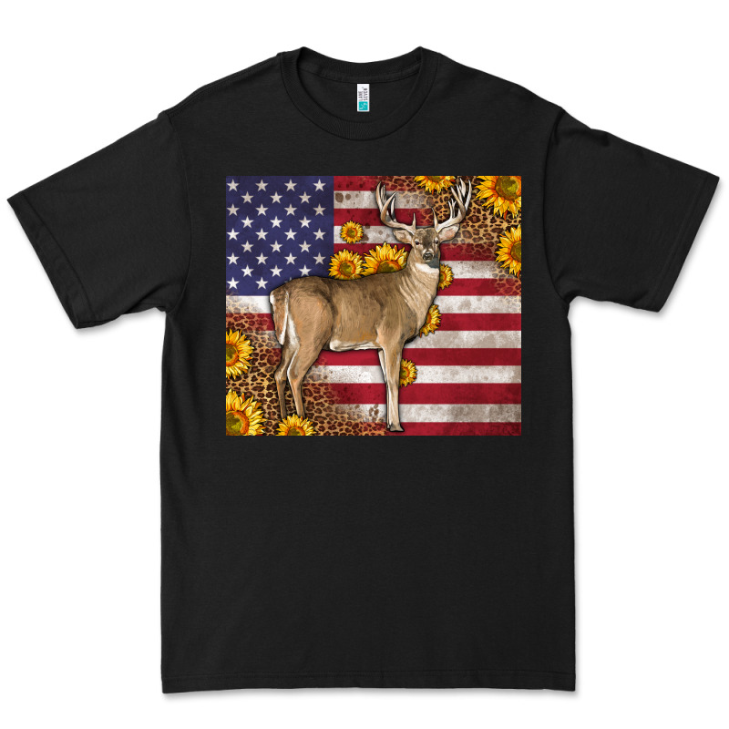 Western American Flag And Deer Premium Tee by LillyAllenDesigns | Teevron