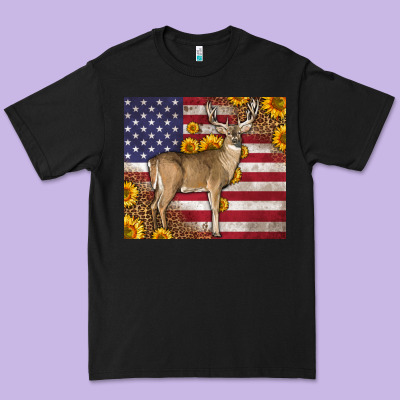 Western American Flag And Deer Premium Tee Designed By Lillyallendesigns