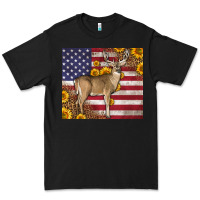Black Western American Flag And Deer Premium Tee - LillyAllenDesigns