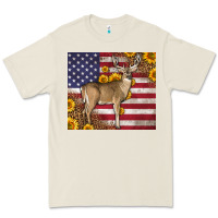 Bone Western American Flag And Deer Premium Tee - LillyAllenDesigns
