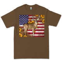 Cacao Western American Flag And Deer Premium Tee - LillyAllenDesigns
