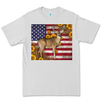 Dove Grey Western American Flag And Deer Premium Tee - LillyAllenDesigns