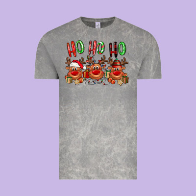 Ho Ho Ho Reindeer Vintage Tee Designed By Nancycooperartshop