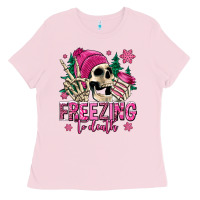 Bubblegum Pink freezing to death winter skull Ladies Tee - Jasminsmagicworld