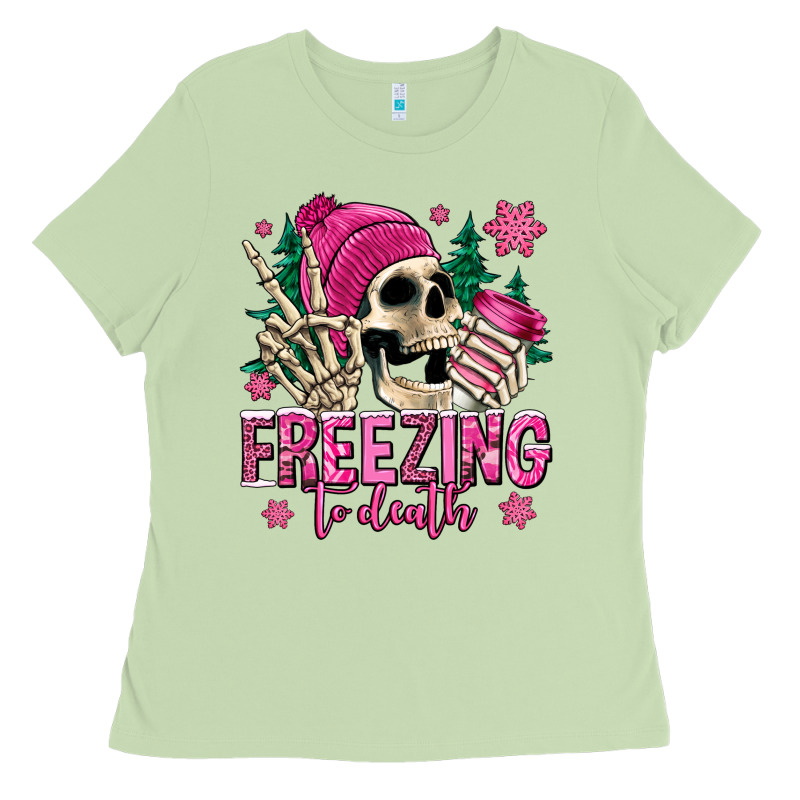 Freezing To Death Winter Skull Ladies Tee by Jasminsmagicworld | Teevron