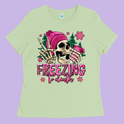 Freezing To Death Winter Skull Ladies Tee Designed By Jasminsmagicworld
