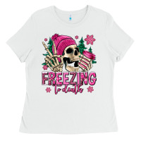 White freezing to death winter skull Ladies Tee - Jasminsmagicworld