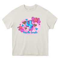 Cream back to school flowers fourth grade 3200x2400 Heavy Core Tee - AdoDesignShop