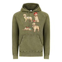 Vintage Olive christmas dogs Vintage Hoodie - MaliasSmallBusiness